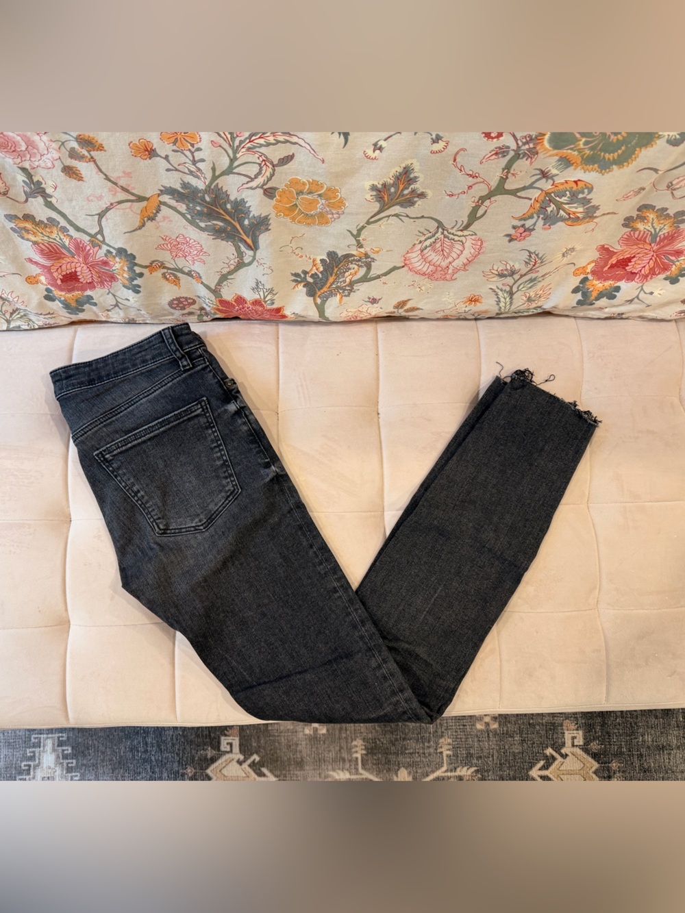 Zara Skinny Blackwashed Jeans with Distressed Hem